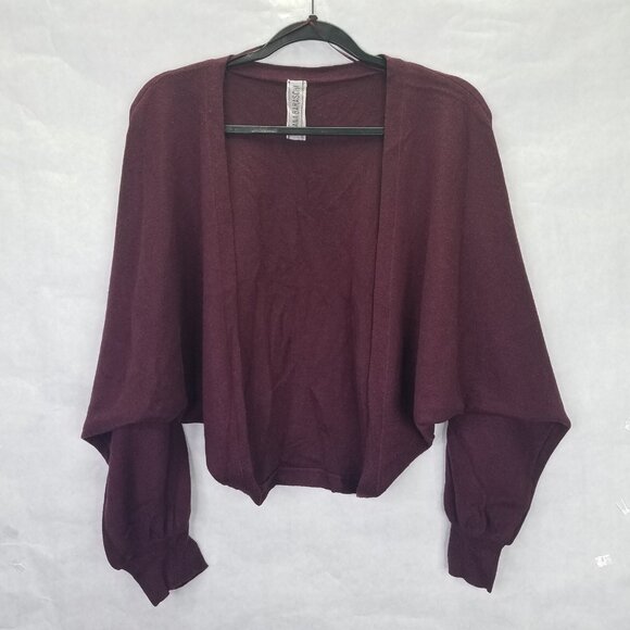 Yoana Baraschi Shrug Women's S Wool Blend Batwing Sleeve Burgundy Long Sleeve - Picture 4 of 12